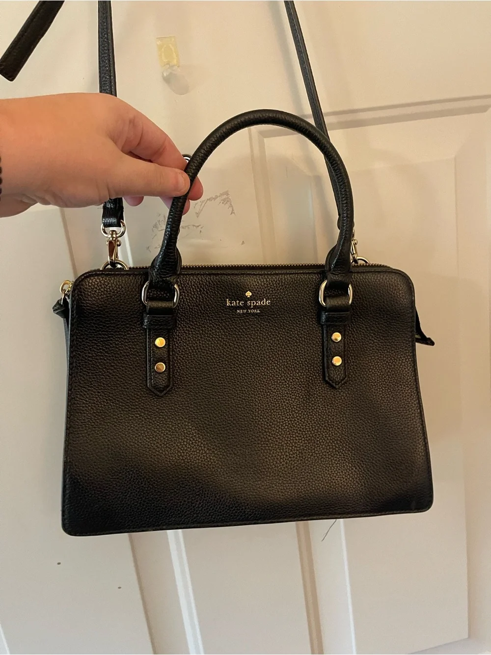 Kate Spade Mulberry Street Lise Black Pebbled Leather Satchel Handbag Purse
